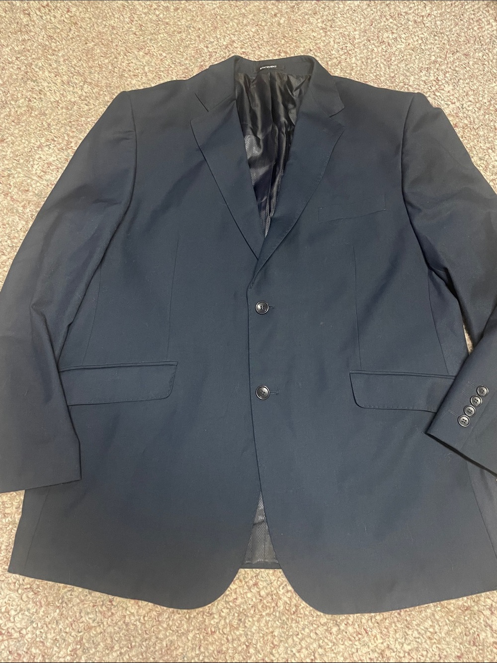 Statement 100% itilian wool Men's Navy Blazer - Classic Two-Button Suit Jacket